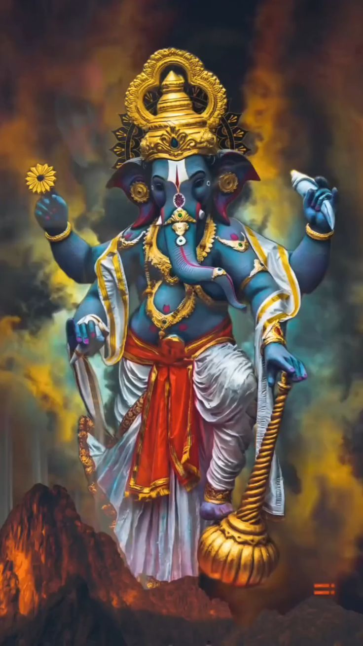 an image of the god ganesha with his arms outstretched in front of him