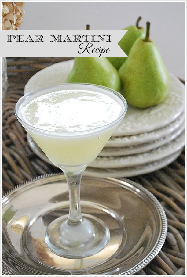 pear martini recipe in a glass on a plate