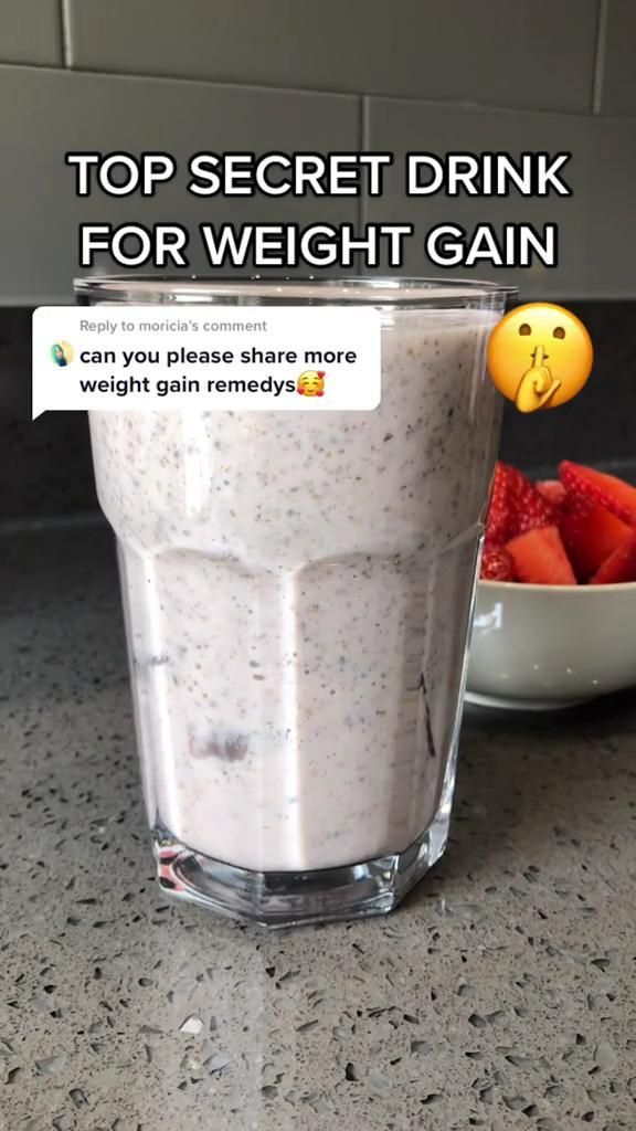 a smoothie in a glass with the caption top secret drink for weight gain