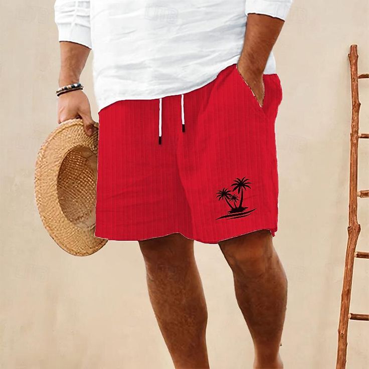 Category:WE-Pants; Season:Summer; Fabric:Polyester; Gender:Men's; Style:Boho,Hawaiian; Occasion:Vacation,Holiday,Beach; Fit Type:Regular Fit; Function:Breathable,Comfort; Waistline:Mid Waist; Pattern:Coconut Tree; Design:Pocket,Elastic Waist,Drawstring; Pants Type:Beach Shorts,Casual Shorts,Summer Shorts; Fly Type:Drawstring,Elasticity; Front page:FF; Listing Date:05/03/2024; Production mode:External procurement; Hips:; Length:; Waist:; Pants Length:Short Mens Linen Shorts, Beach Fit, Mens Shorts Summer, Mens Linen, Holiday Beach, Coconut Tree, Shorts Casual, Shorts Summer, Holiday Vacation