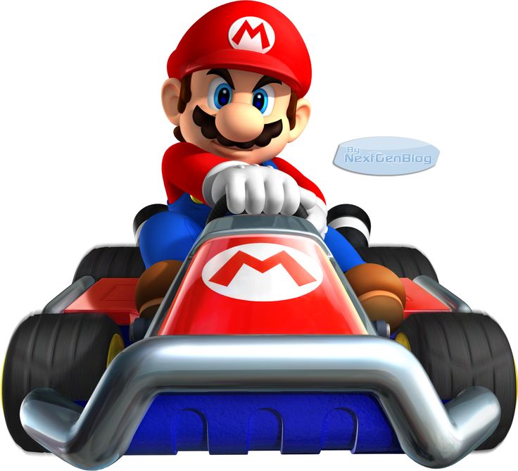 the mario kart is going down the track