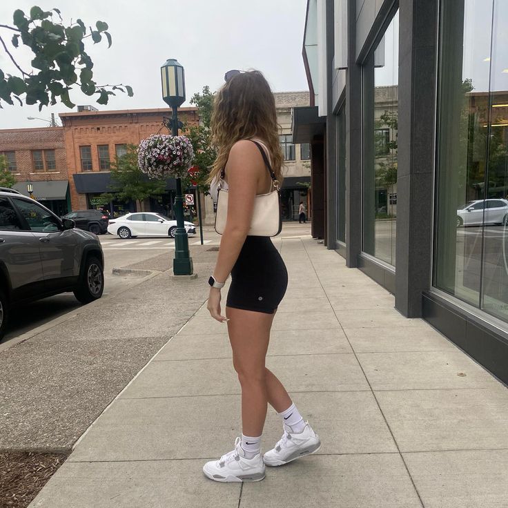 Jordan 4 Girly Outfit, Fits With Jordan 4 Oreos, Jordan 4s Oreo Outfit Women, Jordan 4 Outfit Women Shorts, Air Jordan 4 Oreo Outfit, White Jordans Outfit Women, White Oreos Jordan 4, White Cement Jordan 4 Outfit, Seafoam 4s Outfit Women