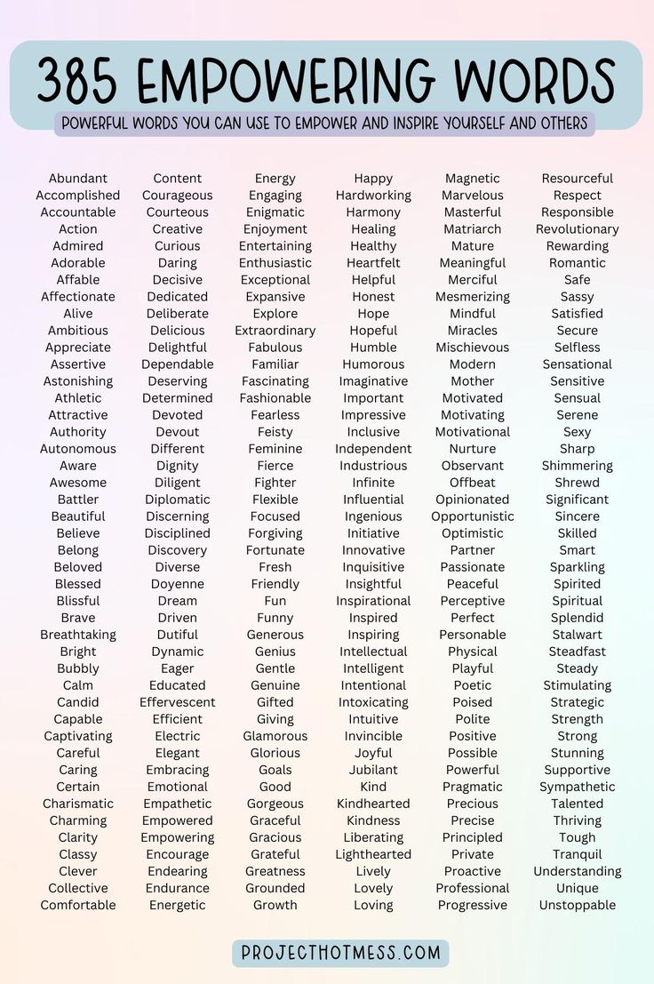 an image of the words that describe empovering words