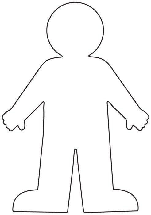 the outline of a person's body and arms, with one hand out to the side