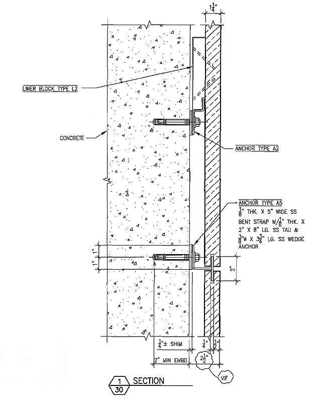 an architectural drawing shows the details of a section of a wall and how it's made