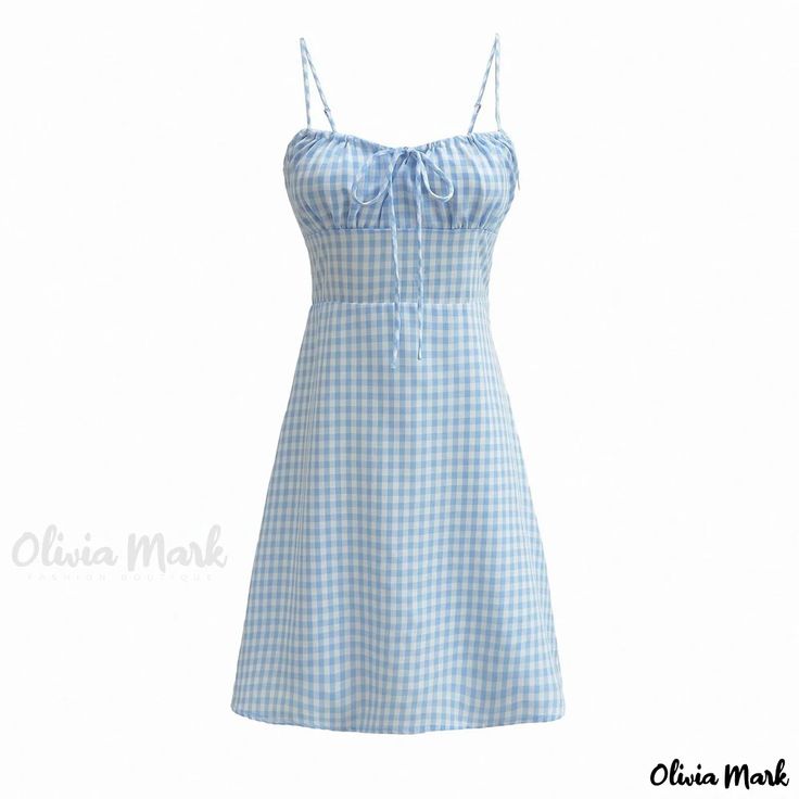 Olivia Mark - Chic Plaid Sleeveless Dress Plaid Dress Women, Purple Short Dress, Blue Sundress, Blue Plaid Dress, Pink Dress Short, Floral Prom Dresses, Blue Dress Short, Female Dress, Bow Style