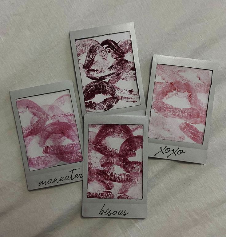 three pictures with lipstick drawn on them and one has the word mexico written in it