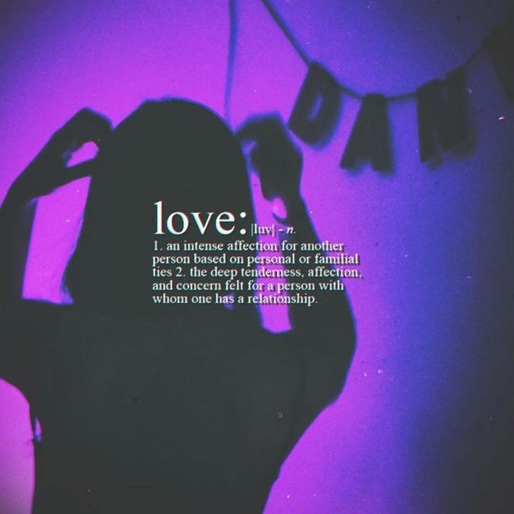 a woman is silhouetted against a purple background with the words love written below her