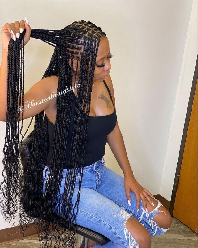 31 Box Braids Ideas for Black Women [KNOTLESS] Big Box Braids Hairstyles, Goddess Braids Hairstyles, African Hair Braiding Styles, Box Braids Hairstyles For Black Women, Braided Cornrow Hairstyles, Cute Box Braids Hairstyles, Braids Hairstyles Pictures, Protective Hairstyles Braids, Pretty Braided Hairstyles