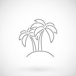 two palm trees on an island line icon