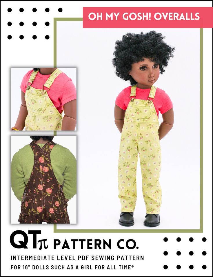 the doll is wearing overalls and has an afro hairdow on her head