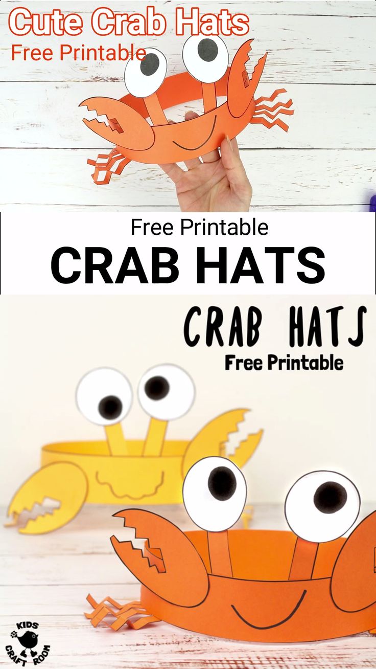 crab hat craft with free printables for kids to make it looks like they're