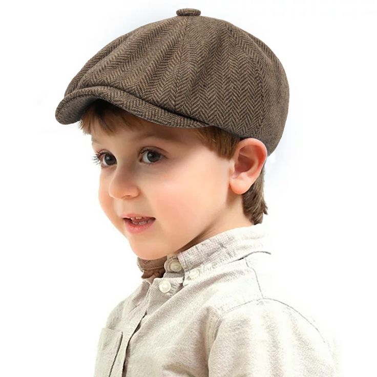 PRICES MAY VARY. Classic retro newsboy hats: Classic look with herringbone pattern fabric, 8 panels and the top is designed with a button and a flat brim, stylish and graceful, providing different options for your child to match their outfits, Let your little one more lovely. Good Quanlity: The Kids vintage Newsboy cap is made of 20%wool, 80%polyester; Fully lined; Cotton sweat band;breathable and soft fabric made this hat can be worn in full seasons and occasions. Size: The hat circumference is Corduroy Newsboy Hat, Brown Newsboy Hat, Cheap Men's Winter Newsboy Cap, Headgear Fashion, Cheap Men's Newsboy Flat Cap, Baby Newsboy Hat, Irish Hat, Cabbie Hat, Toddler Jeans