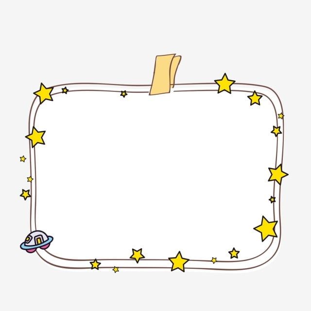 a cartoon frame with stars and a piece of paper