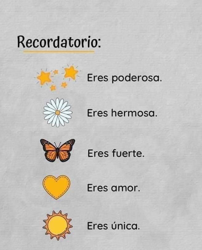 the words are written in spanish and have butterflies, sunflowers, hearts, and stars