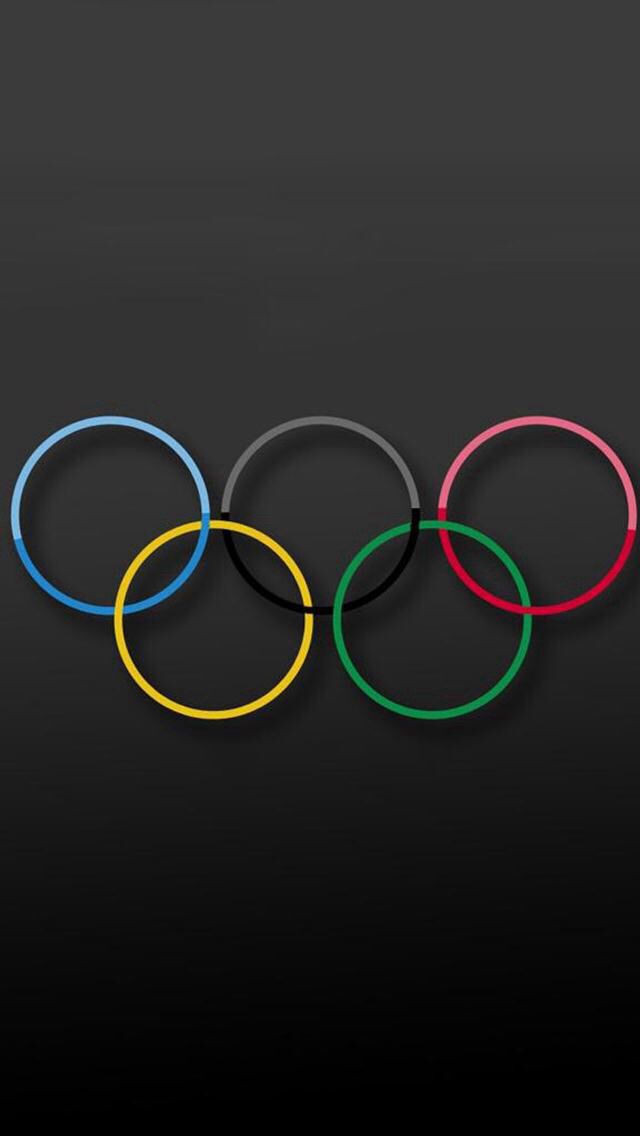 three olympic rings on a black background with one red, one blue and one green