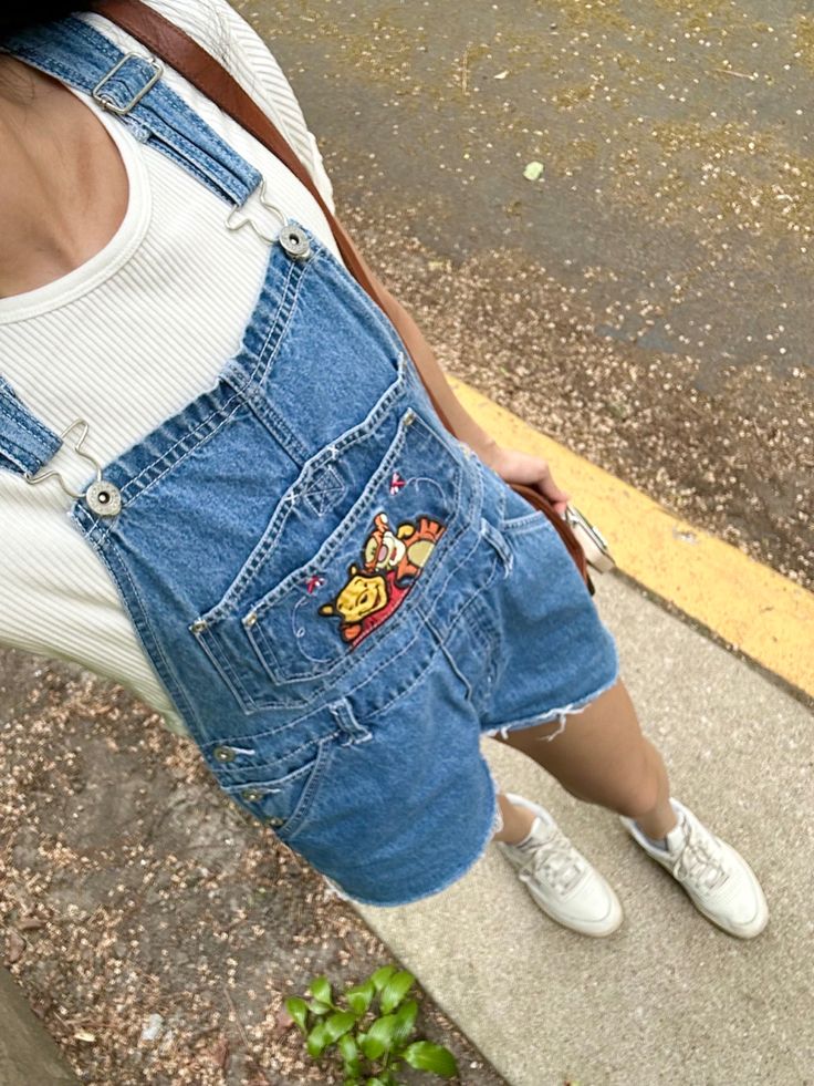 Disney land, Winnie the Pooh and tigger, outfit of the day, overalls, summer, spring, fashion Vintage Disney Overalls, Winnie The Pooh Overalls Outfit, Winnie The Pooh Aesthetic Outfit, Disneyland Overalls Outfit, Vintage Disney Outfits Women, Winnie The Pooh Disneyland Outfit, Yellow Disney Outfit, Disneyworld Aesthetic Outfits, Vintage Disneyland Outfits