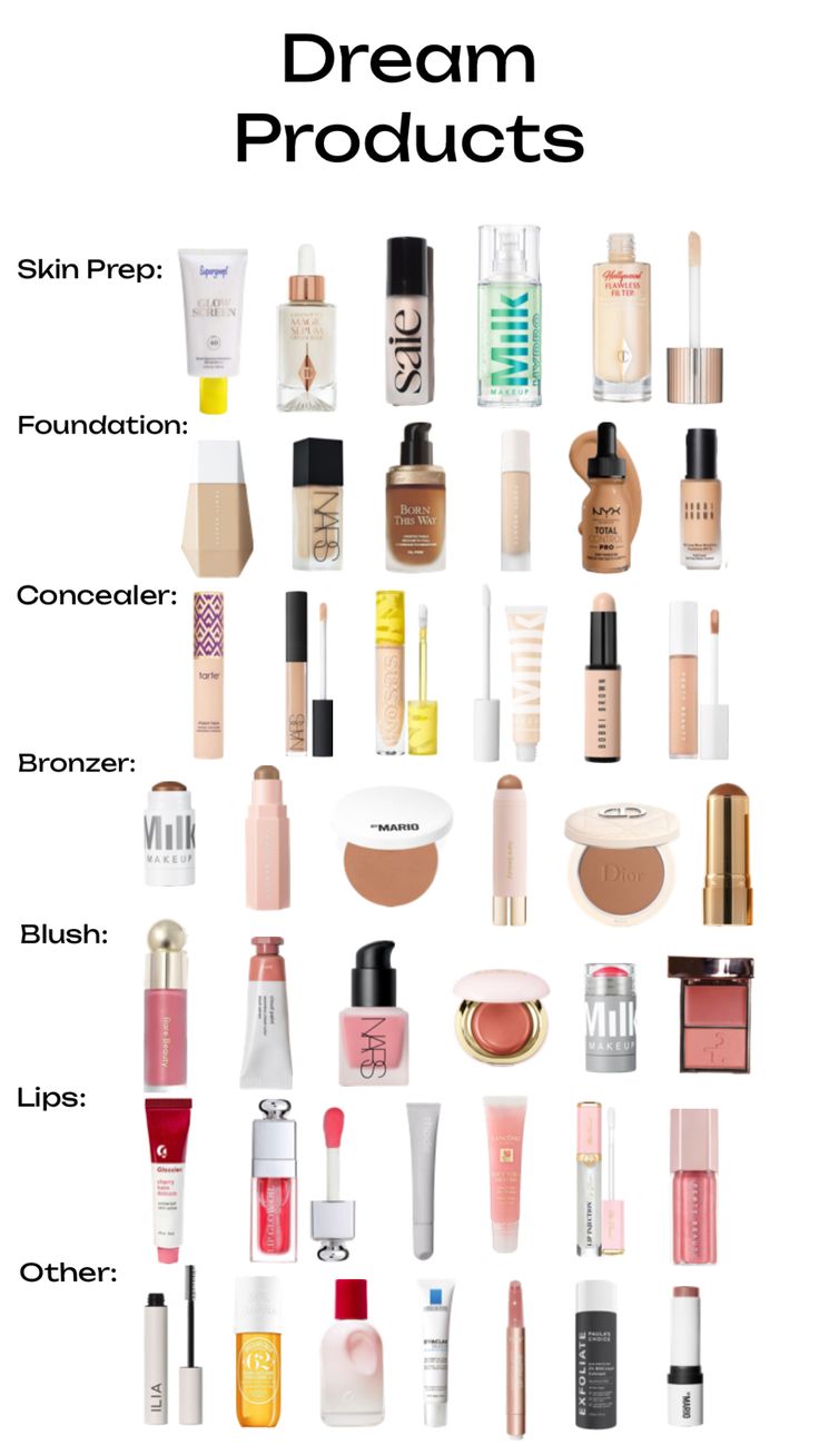 Makeup Items List For Beginners, Wishlist Makeup And Skincare, Makeup Accessories Beauty Products, Make Up Must Haves Products 2023, What You Need For Makeup, Teenage Makeup Products, Makeup Best Products, Make Up Items Beauty Products, Hydrating Makeup Products