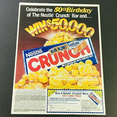 an advertisement for nestle crunch with the words, celebrate the 50 - th birthday of the nestle crunch brand