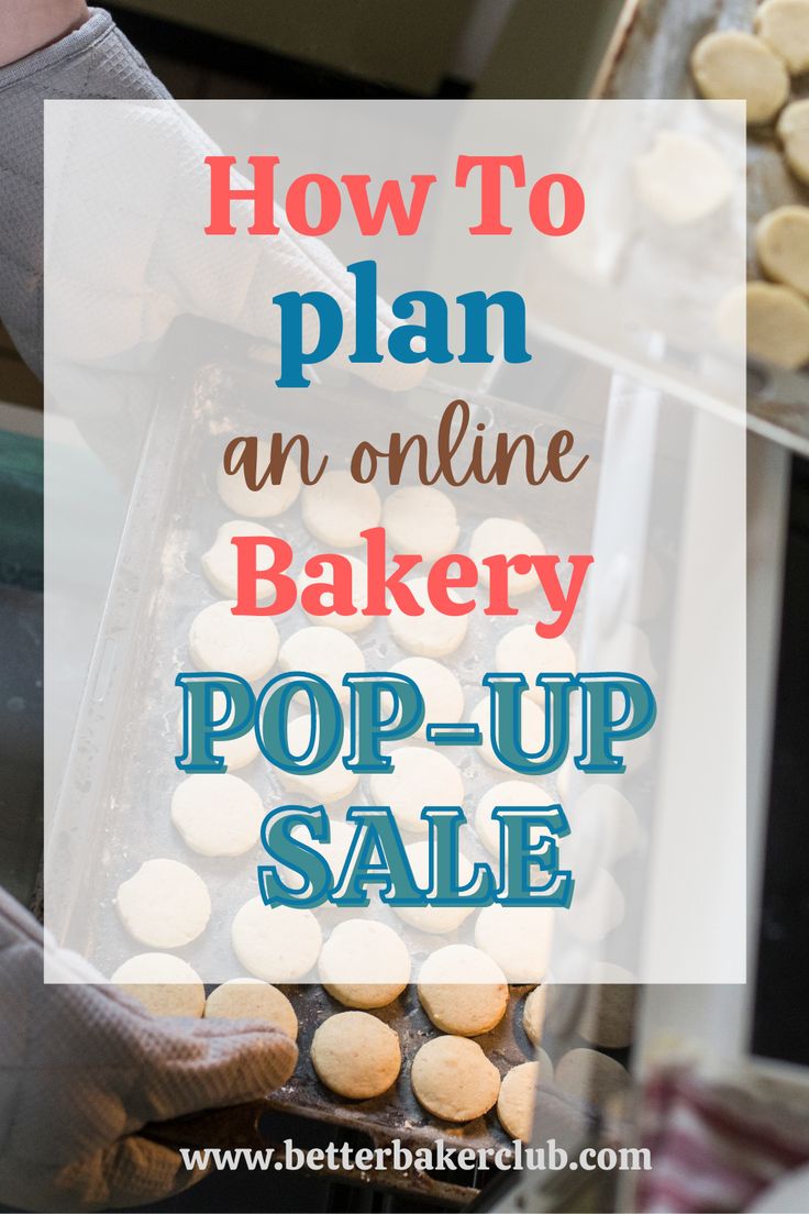 a person holding a baking pan with cookies in it and the words how to plan an online bakery pop - up sale