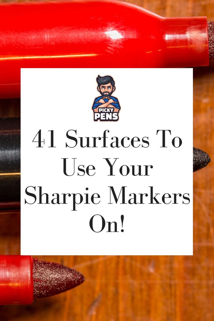 four red pencils with the words 4 surfaces to use your sharpie markers on