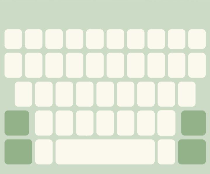 a green and white computer keyboard on a light green background with squares in the middle