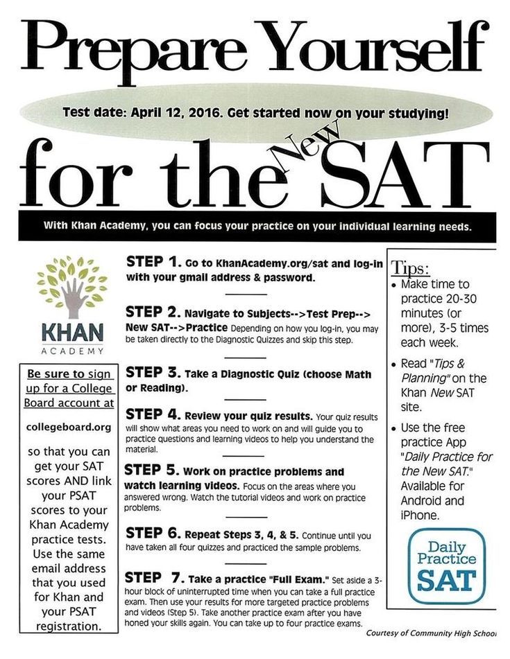 a poster with instructions for preparing yourself for the sat