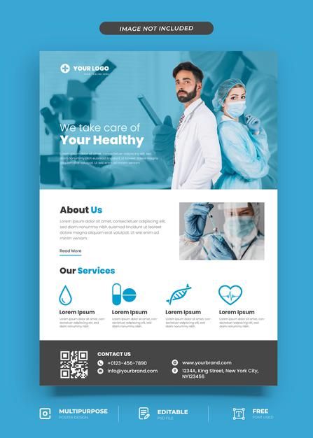 a medical flyer template with doctors in the background