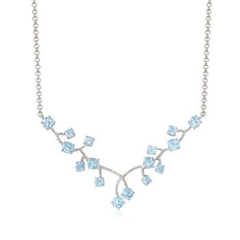 Ross-Simons - 6.90ct t. w. Sky Blue Topaz Cluster Necklace in Silver. 18". An icy mix of 6.90 ct. t. w. sky blue topaz forms a unique asymmetrical cluster design, creating a glamorous look as it shimmers across your neckline. Set in polished sterling silver on a rolo chain. Lobster clasp, sky blue topaz cluster necklace. Blue Topaz birthstones are the perfect gift for December birthdays. Elemental Costume, Baby Blue Quince, Baby Blue Jewelry, Sky Blue Necklace, Fairytale Prom, Light Blue Jewelry, Homecoming Inspo, Hoco 2023, Vine Necklace