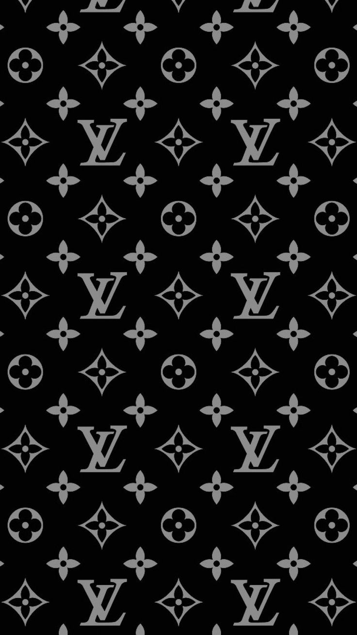 black and white louis vuitton wallpaper with monogrammed symbols on it