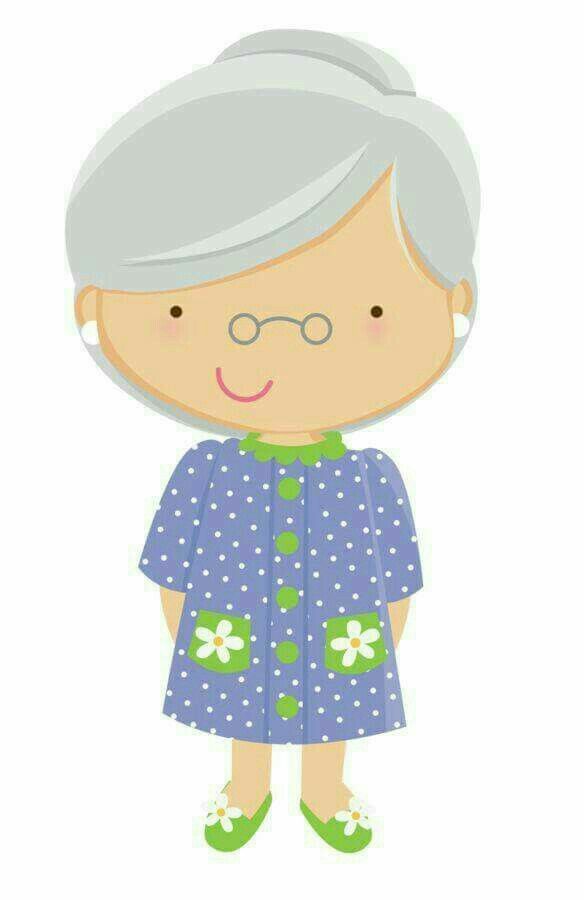 an old woman wearing glasses and a blue dress with white polka dots on the sleeves