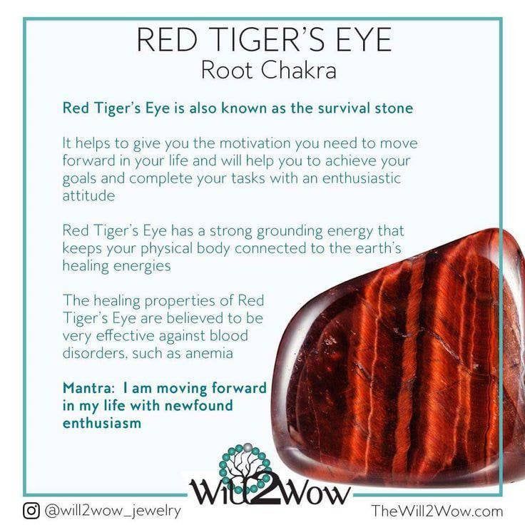 a red tiger's eye stone is shown with the caption for it to describe