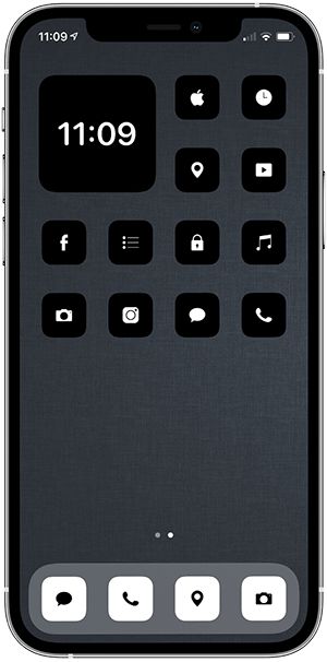 the remote control for an iphone is shown in black and white, with icons on it