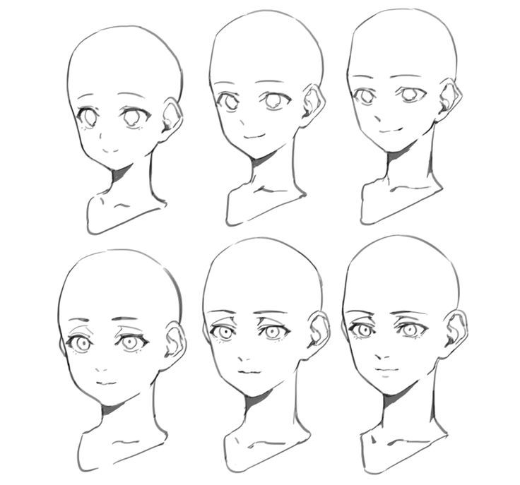 the head and shoulders of an anime character with different facial expressions, including one man's face