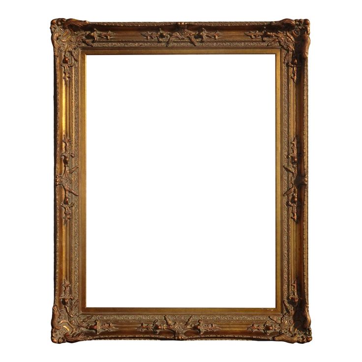 an old gold frame with a white background