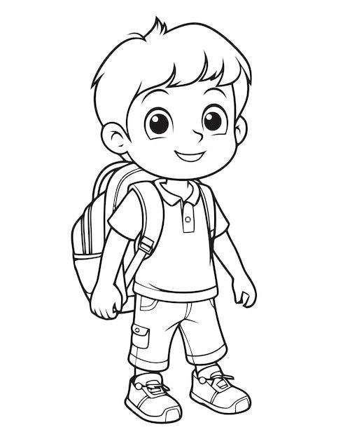 a boy with a backpack and shoes