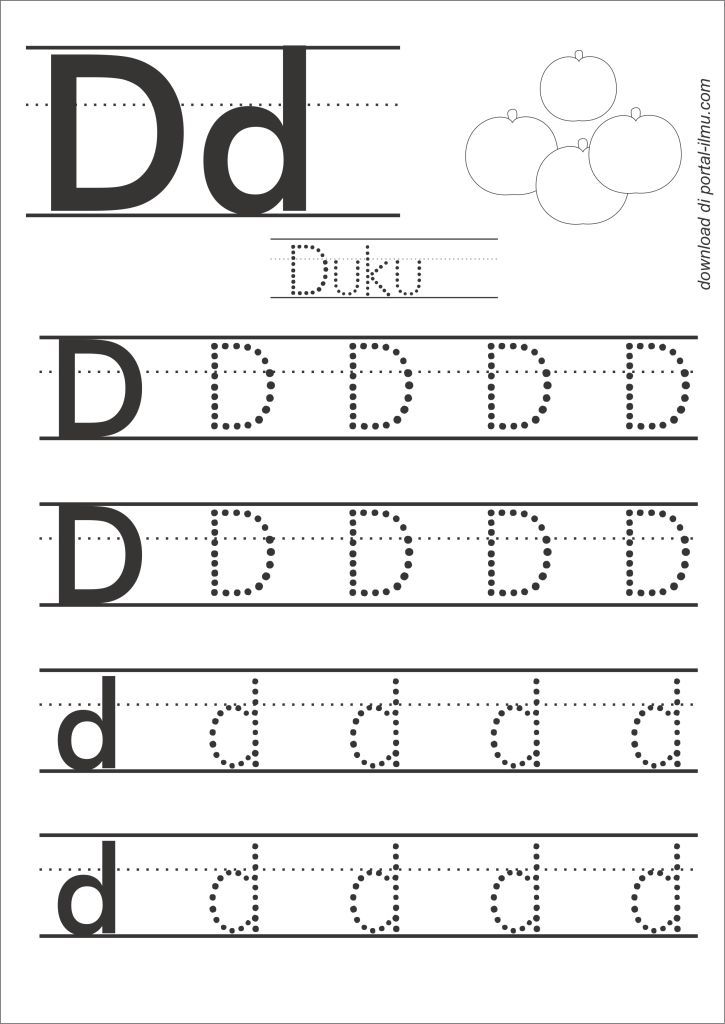 the letter d worksheet for children to practice their handwriting and writing skills with