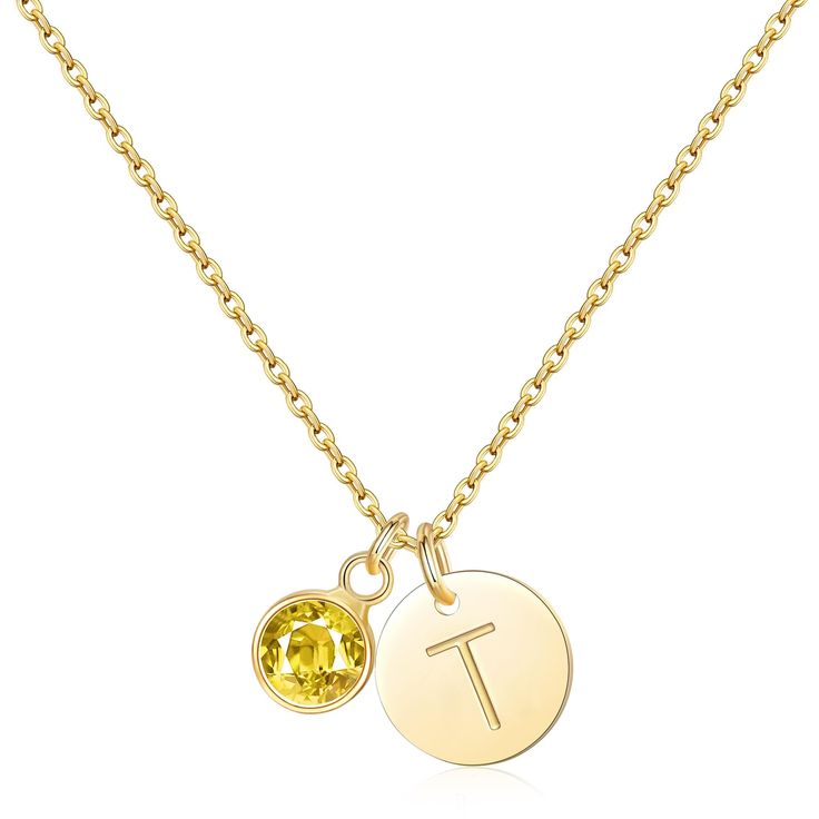 PRICES MAY VARY. DAINTY BIRTHSTONE NECKLACE:Look no further than our Minimalist Birthstone Letter Necklace! This womens gold necklace combined with birthstone charm and capital letter pendant, making it the perfect personalized piece for any fashion-forward women. And with its dainty design, it's easy enough to layer with your other favorite necklaces! 14K GOLD PLATED NECKLACE:Our Gold Initial Necklace Plated with 14K Gold,A Better Color Retention Effect,Which Make It Non Tarnish and No Fade.Mad Yellow Gold Charm Necklace With Birthstone Initial Pendant, Yellow Gold Initial Pendant Birthstone Necklace, Yellow Gold Initial Pendant Charm Necklace With Birthstone, Yellow Gold Sterling Silver Initial Pendant Birthstone Necklace, Gold Initial Pendant Birthstone Necklace For Personalized Gift, Gold Birthstone Necklace, Necklace For Women Gold, Initial Birthstone Necklace, Pendant Making