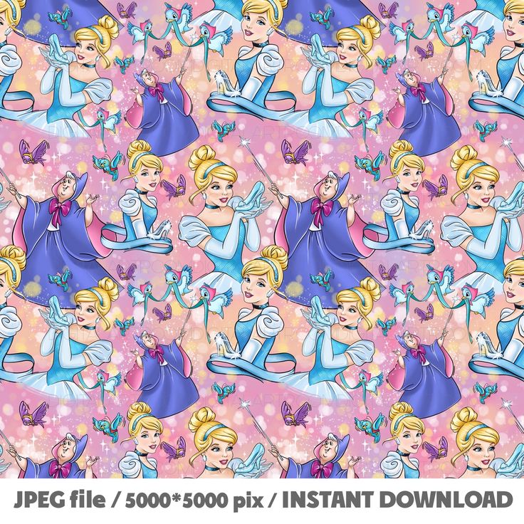 an image of disney princesses in pink and blue fabric with hearts on them, as well