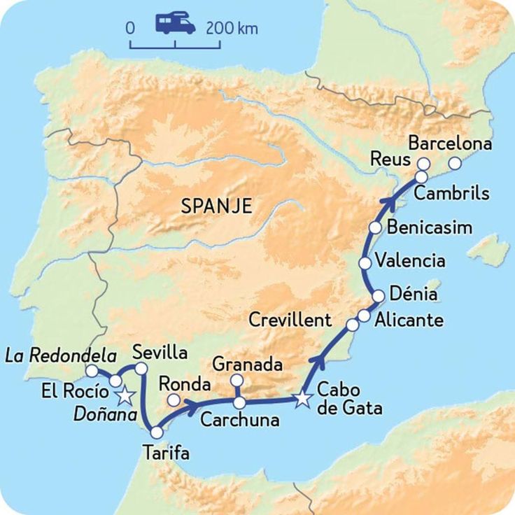 a map showing the route for spain and its major cities, including santiago de alcanta