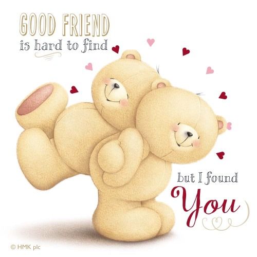 two teddy bears hugging each other with the caption, a good friend is hard to find but i found you