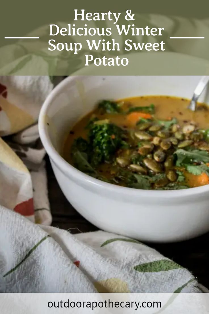 hearty and delicious winter soup with sweet potato