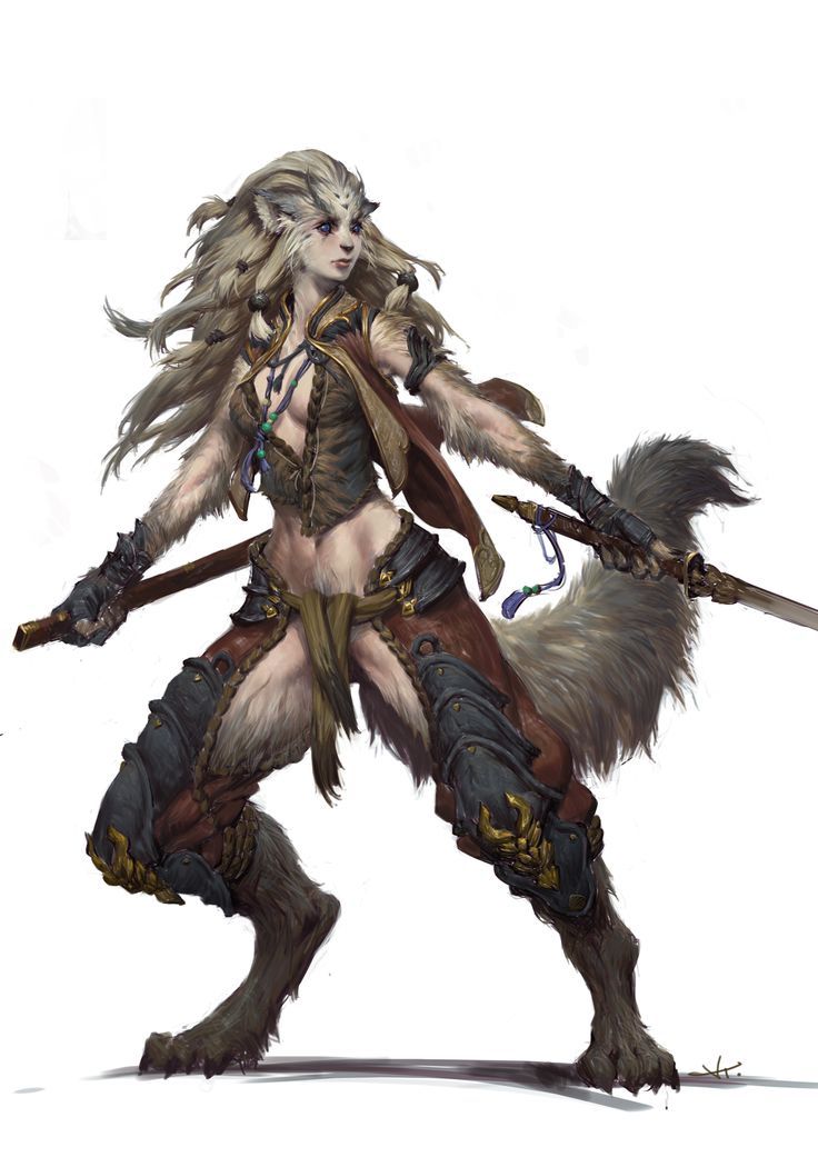 an image of a woman with long hair holding two swords and standing on one leg