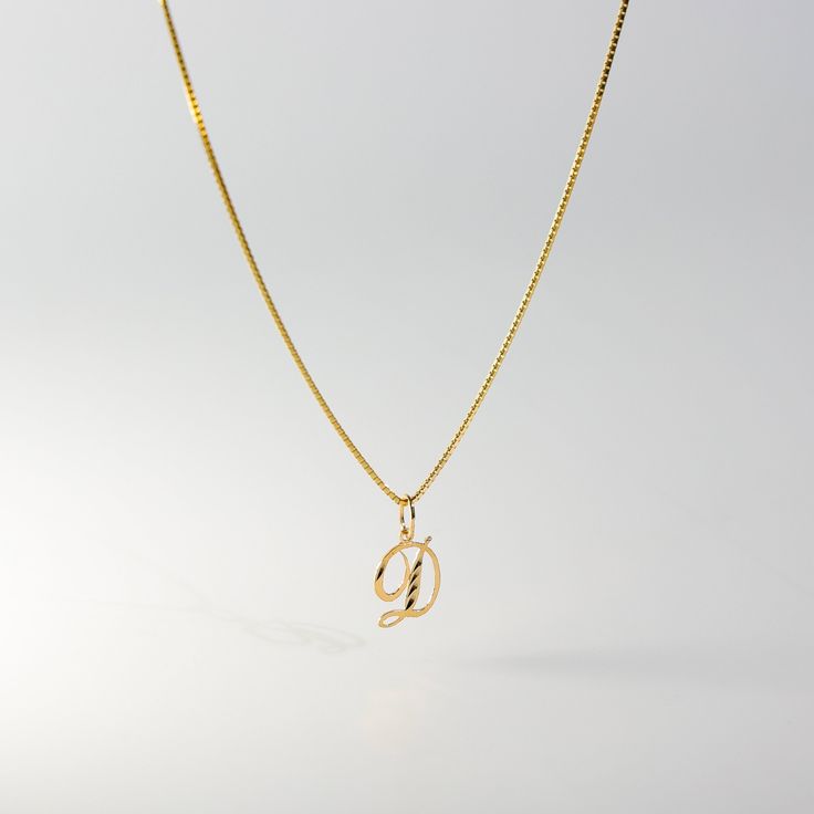 A timeless piece that will never go out of style. This 14K gold calligraphy pendant is the perfect and most stunning way of keeping a name close to your heart. We handmade each piece so you can assure you're getting a one-of-a-kind pendant that is not like any other. This 14K solid gold letter pendant is flawlessly crafted to look super chic and elegant around your neck. Pair it with a nice gold chain and wear it with almost all of your outfits. The piece is such a versatile lettering necklace. Classic Initial Pendant Jewelry With Box Chain, Classic Initial Pendant Box Chain Jewelry, Classic Jewelry With Initial Pendant Box Chain, Classic Box Chain Jewelry With Initial Pendant, 14k Gold Initial Pendant Jewelry With Box Chain, Yellow Gold Initial Pendant Charm Necklace With Box Chain, Yellow Gold Jewelry With Initial Pendant Box Chain, Elegant Initial Necklace With Box Chain As Gift, Classic Initial Pendant Necklace With Box Chain