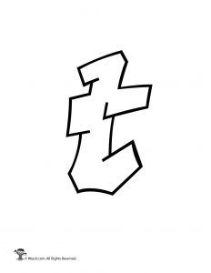 the letter f is drawn in black and white