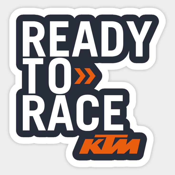 the ready to race sticker is shown in orange and black on a white background