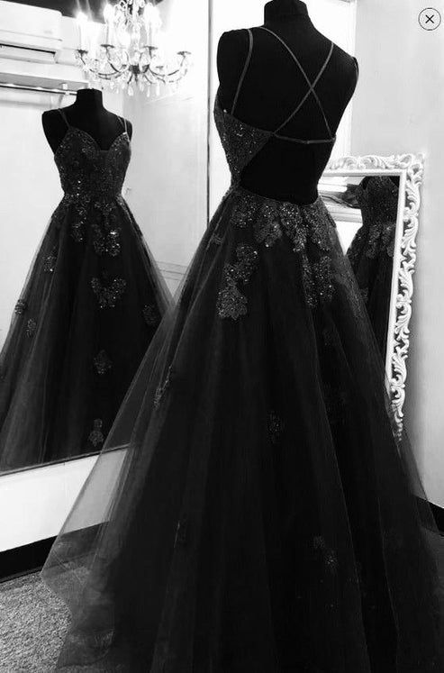 Black tulle lace prom dress tulle formal dresses Prom Dress Tulle, Black Wedding Gowns, Evening Dress Long, Stunning Prom Dresses, Lace Prom Dress, Dress Tulle, Prom Dress Inspiration, Cute Prom Dresses, Pretty Prom Dresses