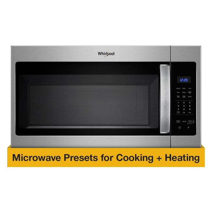 microwave with the words microwave presets for cooking and heating