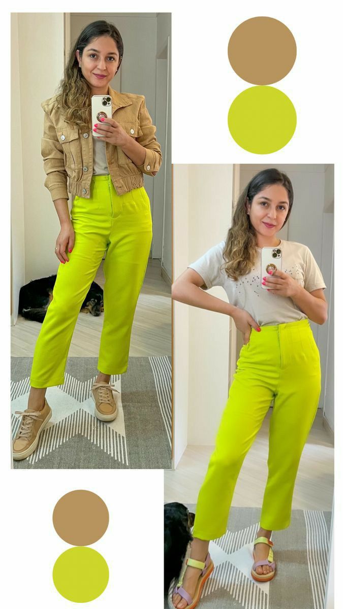 Lime Green Outfits, Lime Green Pants, Colour Combinations Fashion, Color Combos Outfit, Verde Lima, Color Blocking Outfits, Color Combinations For Clothes, Color Trends Fashion, Yellow Pants