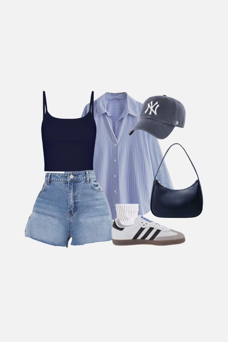 2024 Summer Aesthetic Outfits, Outfit For Six Flags, Casual Jean Summer Outfits, Vacation Outfit Layout, Ny Outfit Ideas, Hamptons Vacation Outfit, Summer Outfits Trendy 2024, College Outfits For Class Summer, Cute Summer Fits 2024